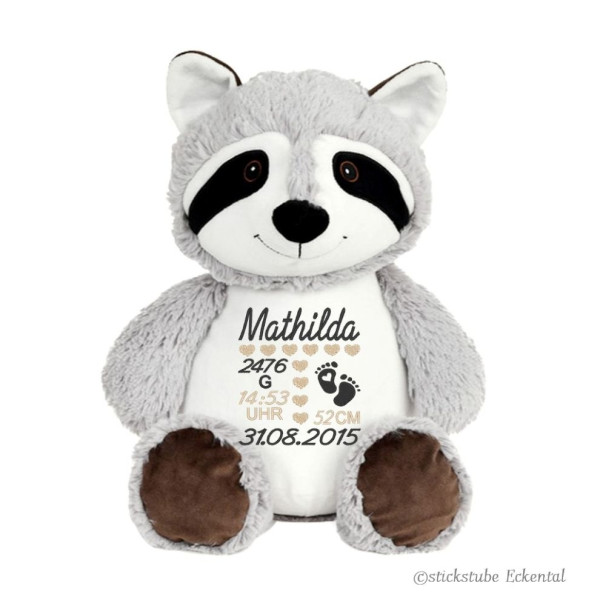 Stofftier Waschbär besticken lassen
